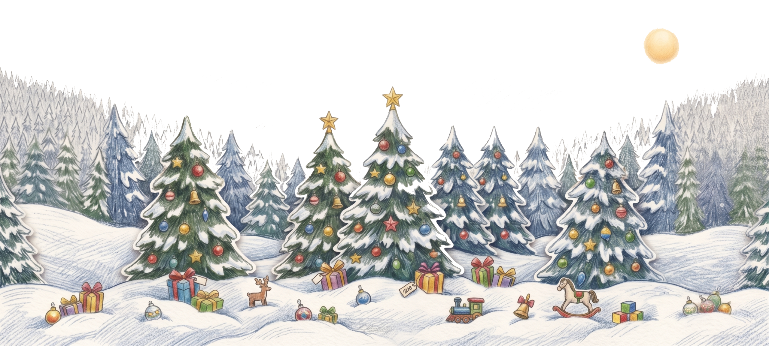 Christmas Forest and Sun